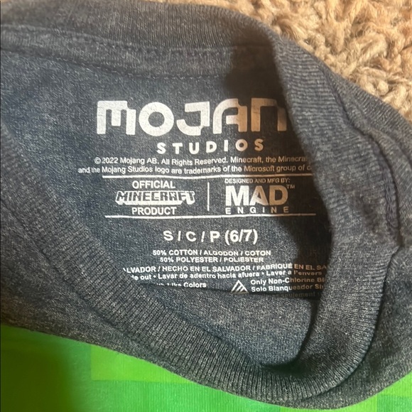 Minecraft Boys Long Sleeve Tees in Blue and Green Size Small 6/7 - Picture 5 of 6